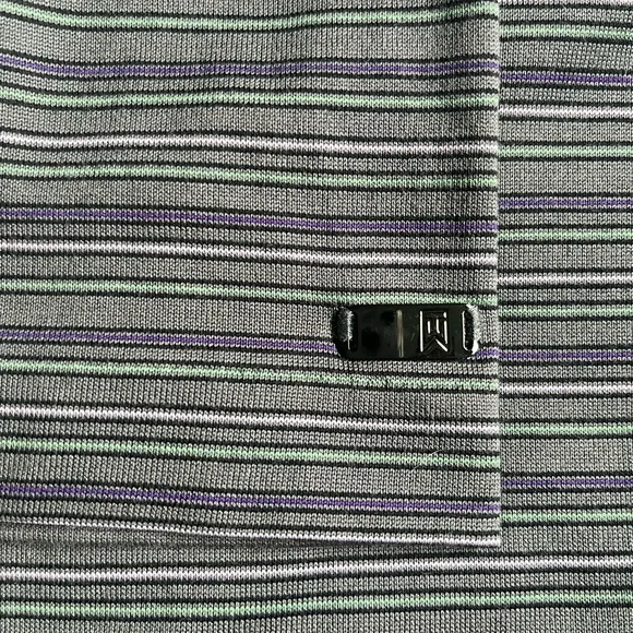 Men’s Golf Polo:Gray with Green & Purple Stripes, Tiger Woods Collection, Medium - Picture 6 of 6